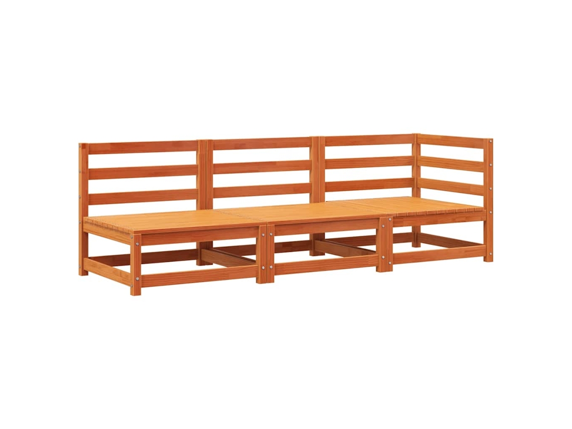 Maison Exclusive - Sofá De 3 Lugares Para Jardim Pinho Maciço Castanho-mel