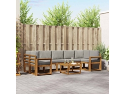 Vidaxl Conjunto De Sofás Para Exterior 8 Pcs Cinza Natural E Claro
