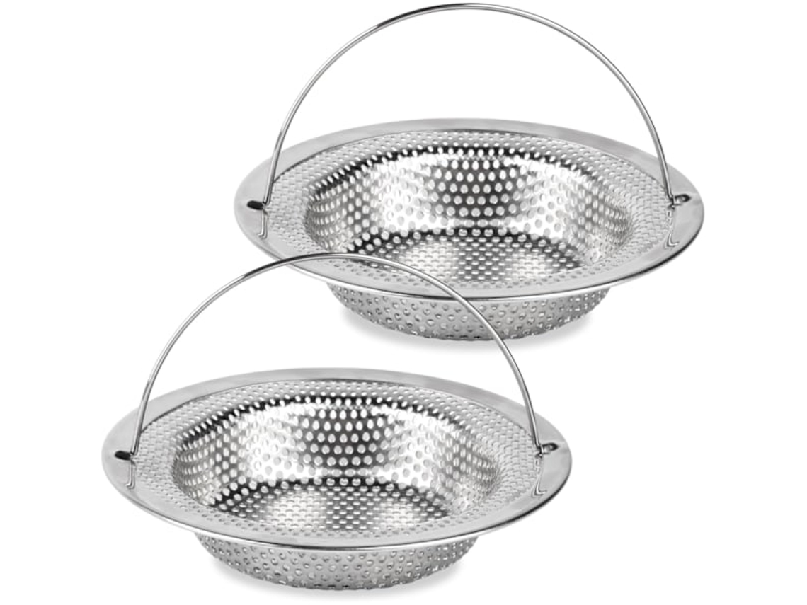 2 Coadores De Ralo, Pia De 11 Cm, Aço Inoxidável Com Alça, Universal