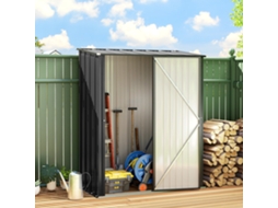 Abrigo de Jardim 1.34m² 161.5x94.5x196 Cm Refúgio Exterior Aço Galvanizado C/porta e Fechadura Preto