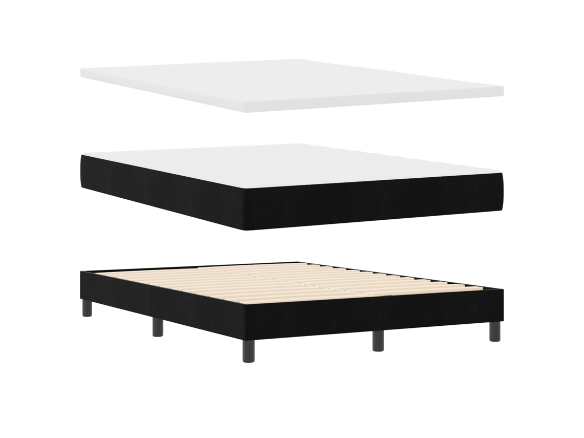 Conjunto 1 Cama Box Vidaxl Preto Veludo (140 X 200 Cm)