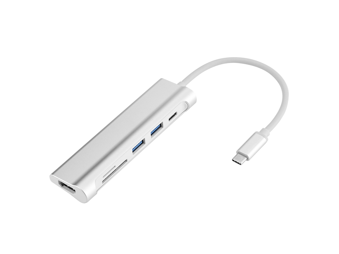 Dock Hub Multifuncional Usb3.1 Para Hdmi Usb Sd Tf Prata 6 Em 1 Tipo C