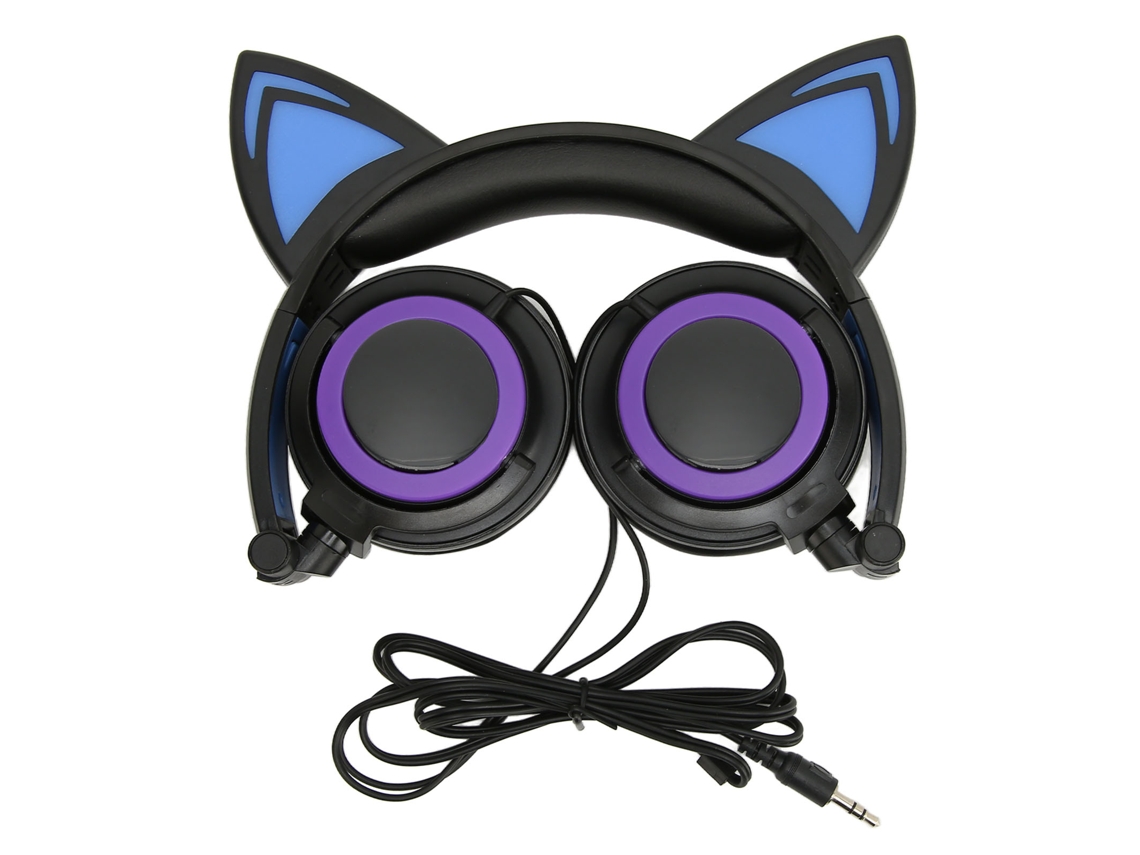 Aetheria fone de Ouvido com Fio Orelhas de Gato Infantil Cute Cartoon com Luz Led Redução de Ruído