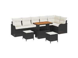 Conjunto 9 Conjunto De Sofá De Jardim Vidaxl Preto Vime Pe (287,5 X 122,5 X 85 Cm)