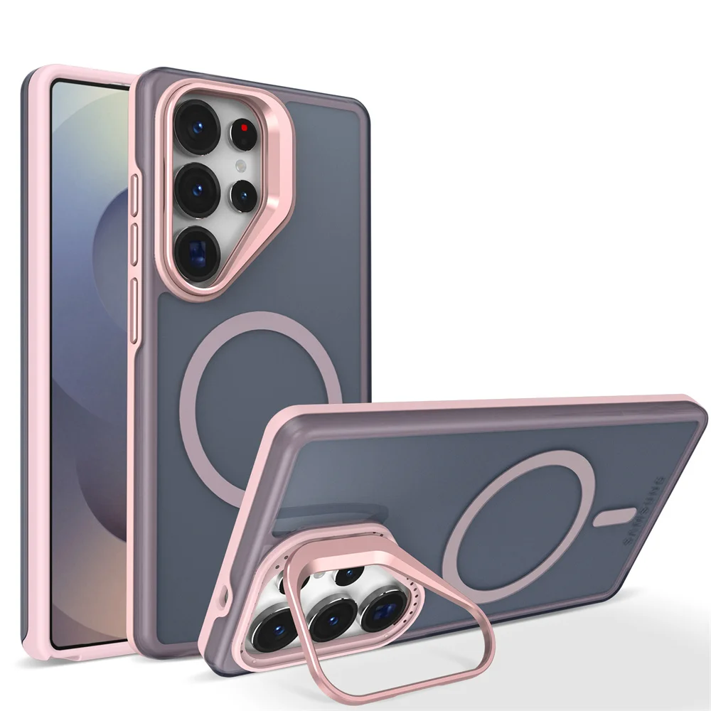 (galaxy S23 Fe, Rosa) Capa Protetora Magsafe Para Samsung Com Suporte De Lente Em Metal E Função Magnética.