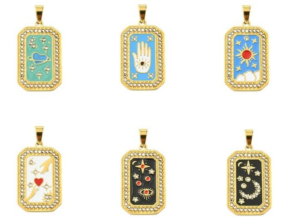 12 Conjuntos De Hangers De Tarot Em Aço Inoxidável Para Joias