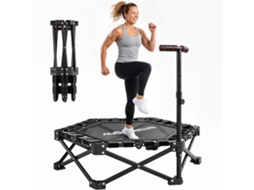 Trampolim De Fitness Dobrável 104 Cm Com Barra Ajustável Em 3 Alturas E Bolsa De Transporte Preto