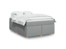 Vidaxl Cama Com Molas/colchão 160x200 Cm Tecido Cinzento-claro