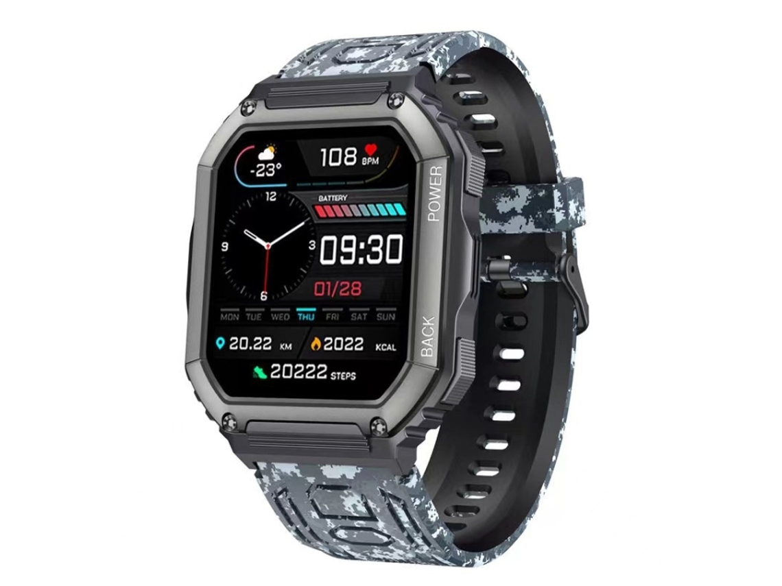 Medidor De Passo Frequência Cardíaca À Prova D'água Esporte Smartwatch, Chamada Bluetooth/frequência Cardíaca (camuflagem Preta)