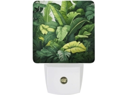 Luminária Noturna Led De Tomada Com Design Folha Bananeira, Sensor Crepuscular, Uso Na Parede, Luminária Decorativa