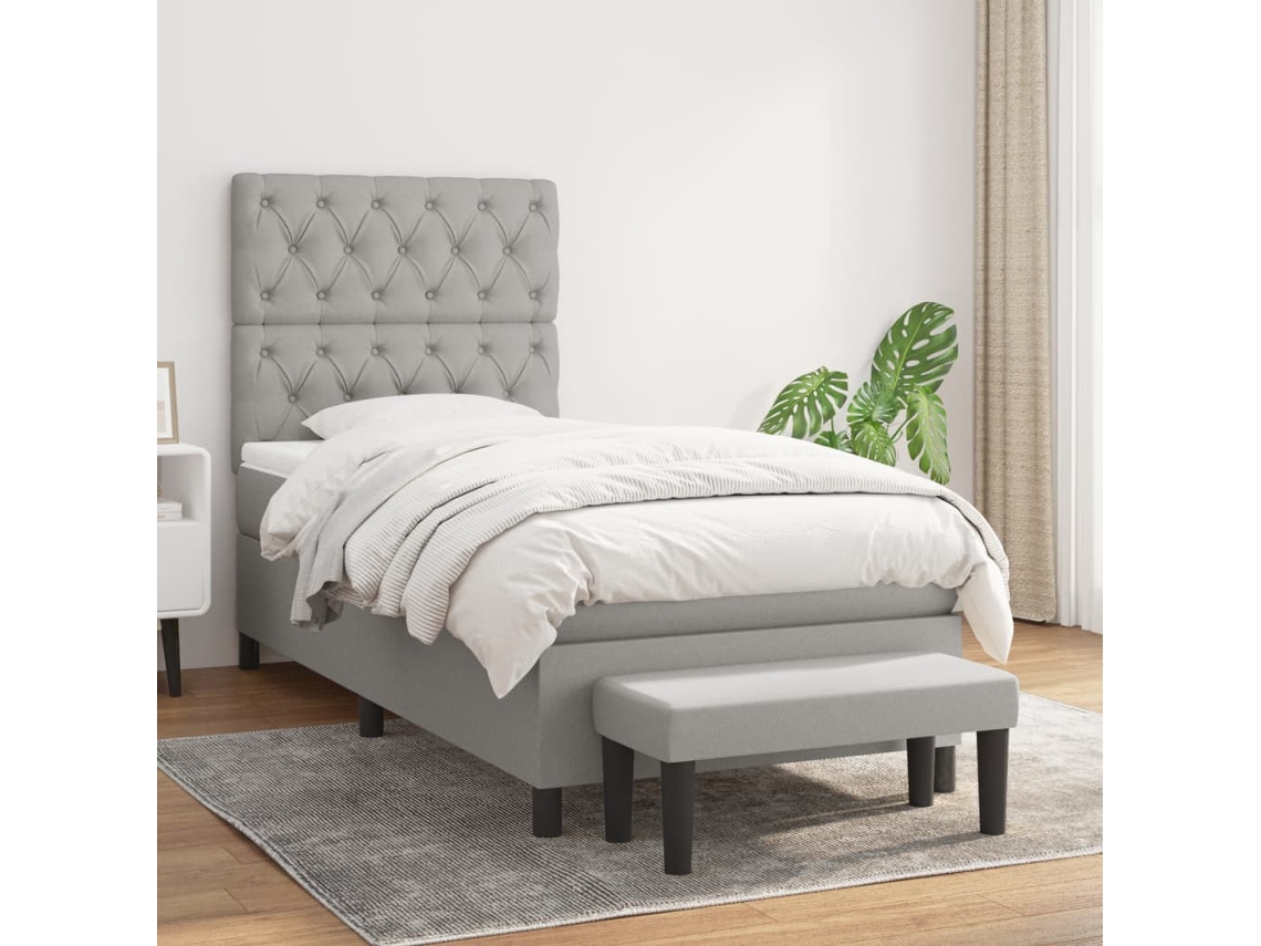 Vidaxl Cama Com Molas/colchão 80x200 Cm Tecido Cinza-claro