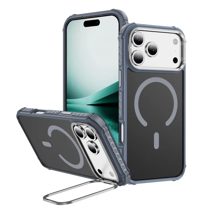 (cinza, Iphone 17 Pro) Capa Fosca, À Prova De Choque, Carregamento Magnético, Suporte Na Lente