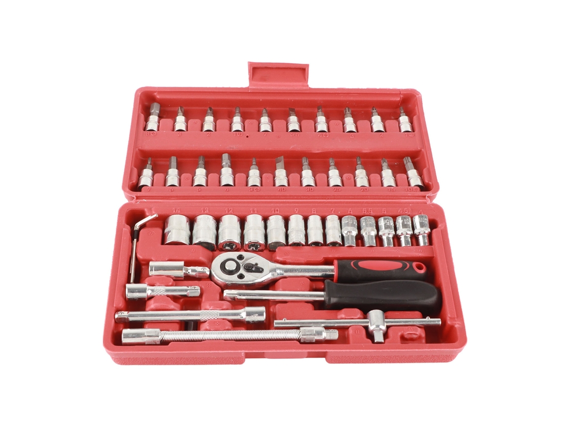 Conjunto de Chaves Inglesas 46pcs Aço Crômio Vanádio de Alta Dureza