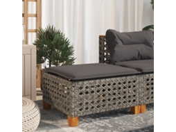 Vidaxl Banco De Jardim Com Almofadão 63,5x56x32 Cm Vime Pe Cinzento