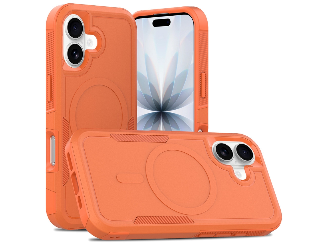 Capa Protetora Completa Para Iphone 17, Compatível Com Carregamento Magsafe. Laranja.