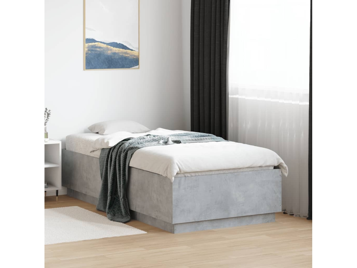 Vidaxl Estrutura De Cama 90x190 Cm Derivados De Madeira Cinza Cimento