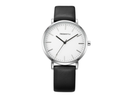 Relógio de Pulso Feminino Rebirth de Couro Pu Quartz com Dial Branco e Caixa Branca