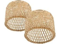 Conjunto De 2 Luminárias Pendentes Leves E Duráveis Em Bambu Natural Trançado, Ideais Para Lustres Em Estilo Japonês.
