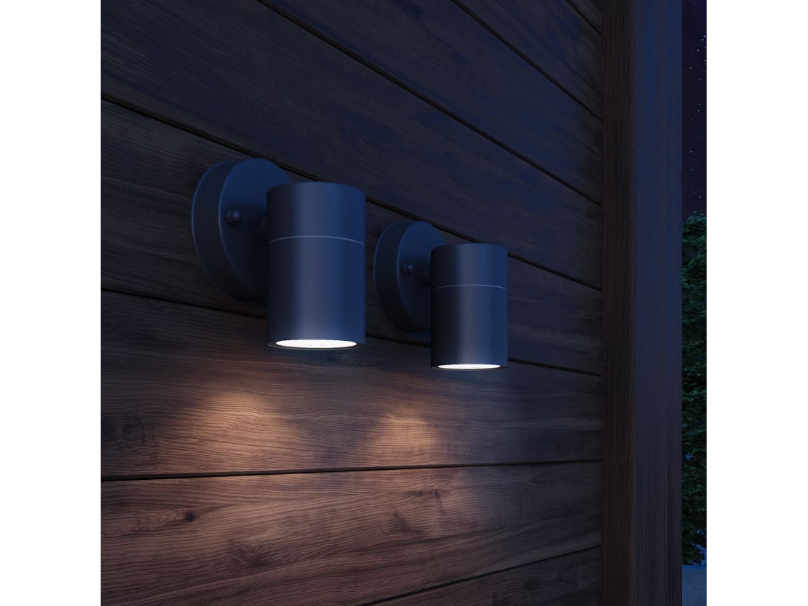 Vidaxl Candeeiros Parede Iluminação Inf. P/ Exterior 2 Pcs Aço Inox.