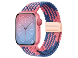 Pulseira magnética de nylon elástica para Apple Watch S10, com estampa de arco-íris em Z, azul e rosa, tamanhos disponíveis.