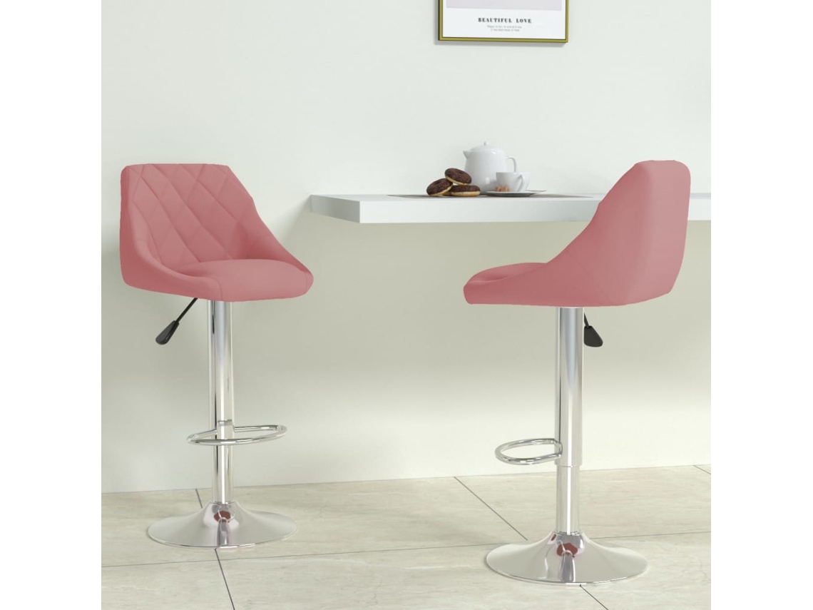 Vidaxl Bancos De Bar 2 Pcs Veludo Rosa