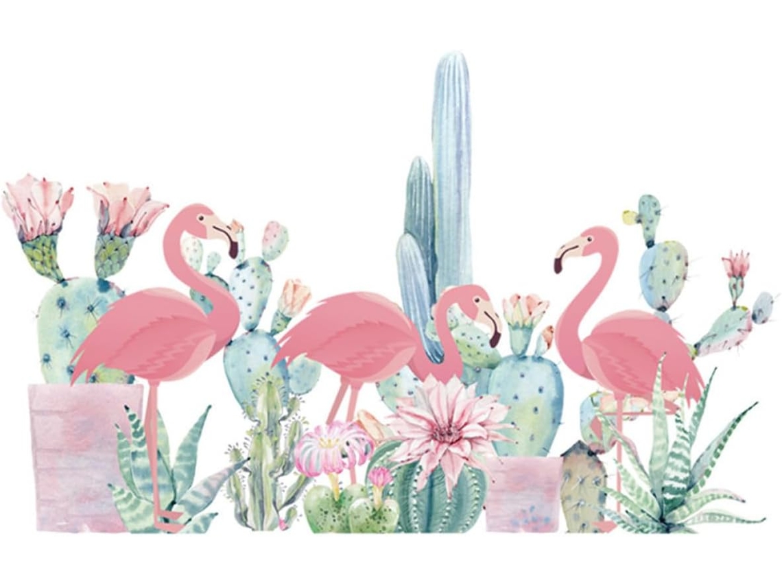 Adesivo De Parede/porta Em Pvc Com Estampa De Flamingo, Fácil De Aplicar E Com Design Delicado.