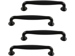 Conjunto De 4 Puxadores Alasum Em Liga Alumínio Preto Com Espaçamento 96mm Entre Os Furos, Ideais Para Portas De