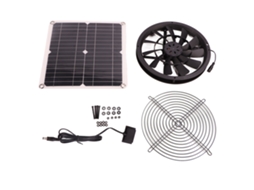 Ventilador Solar HKJ 18V 12W com Painel Solar Redondo IP67 para Casa e Animais