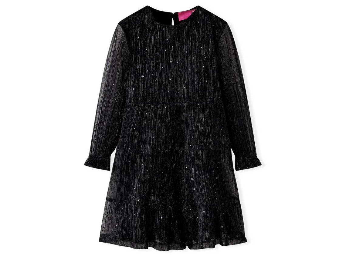 Vestido De Manga Comprida Para Criança Preto 128