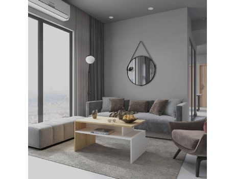 Mesa  Ada (Branco, Carvalho - Placa de Aglomerado de Melamina - 90 x 50 x 43 cm)