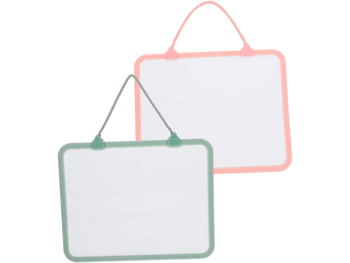 Conjunto de 2 Quadros Brancos Pequenos e Duráveis para Escrita a Seco, em Plástico, com Cordão Removível para Escritório. SFUSHOS