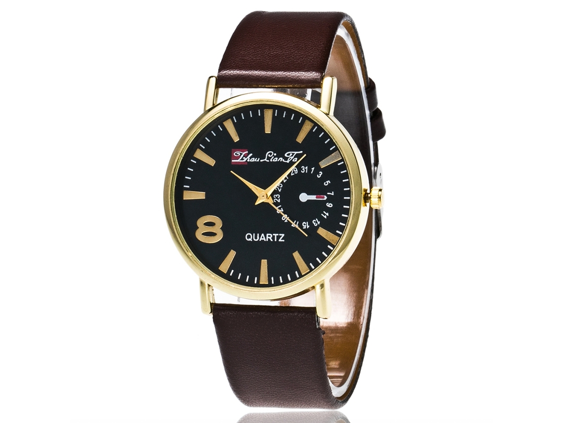 Reloj De Pareja Zhoulianfa Zlf-0075 Cuero Negro Quartz Moda Empresarial