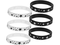 Pulseiras de silicone Homoyoyo, conjunto de 6 peças em formato de estrela, elásticas e ajustáveis para eventos, festas e shows.