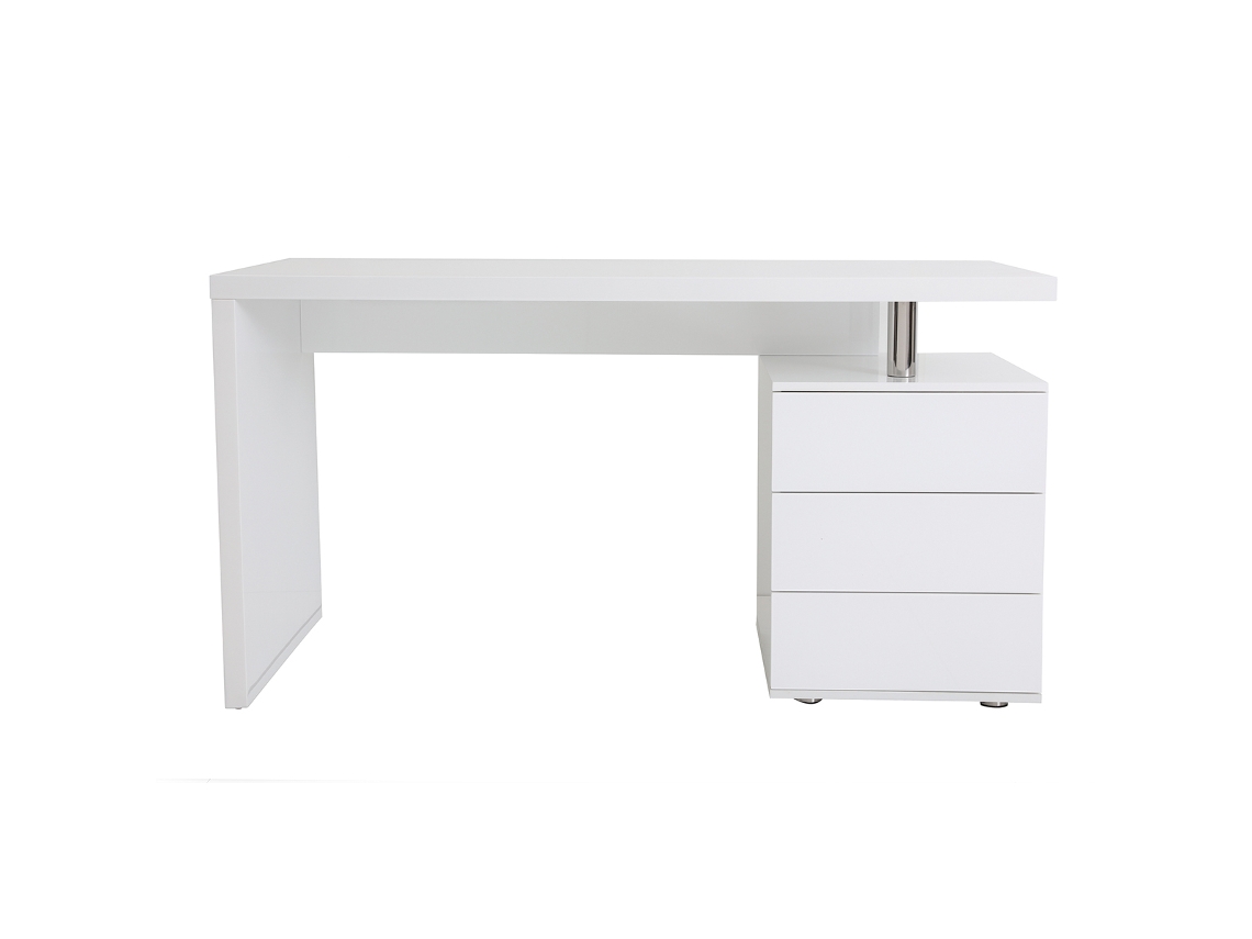 Secretária Design 3 Gavetas Lacado Branco Calix MILIBOO