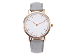 Relógio masculino de quartzo com pulseira de couro simples e moderna (cinza)