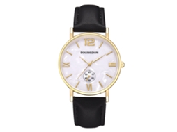 Reloj De Cuarzo Unisex Com Pulseira De Couro Pu, Mostrador De Mármore, Moda (ouro Grande)