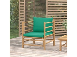Vidaxl Sofá De Jardim Bambu Com Almofadões Verdes