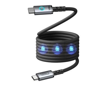 Cabo Leopardo Tipo Usb-c Para Usb-c 5 A Magnético Pd 100w 1.2m Iniu Preto
