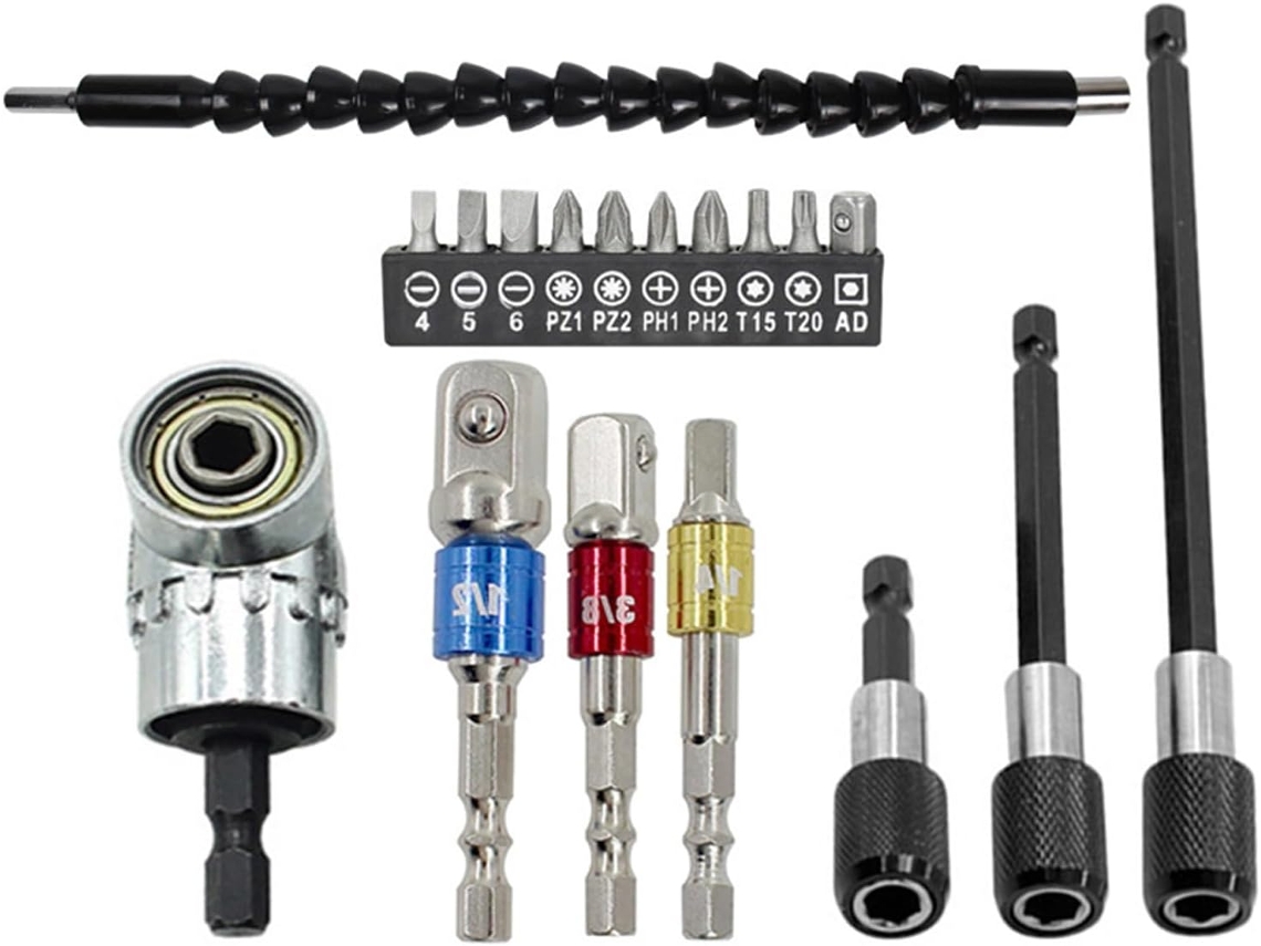 Conjunto De 18 Brocas Extensão Flexíveis, Acessório Furadeira Ângulo