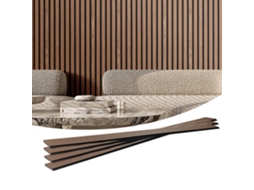 Painéis Acústicos Decorativos Em Mdf Nogueira 240x20cm Para Paredes E Tetos Com Isolamento Sonoro Tekmaquinas