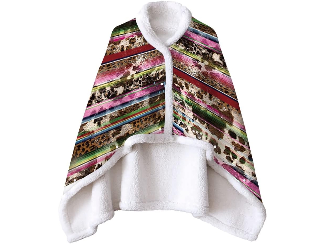 Manta de Lã Sherpa Fansu Xale Grossa e Macia Inverno com Botões Quente Microfibra para Adultos Crianças 150x12