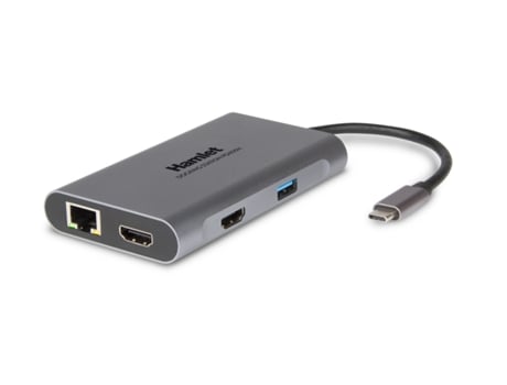 Base para laptop HAMLET Hdkc-Pd400H e replicador de porta com fio USB 3.2 Gen 1 3.1 Gen 1 Type-C cinza