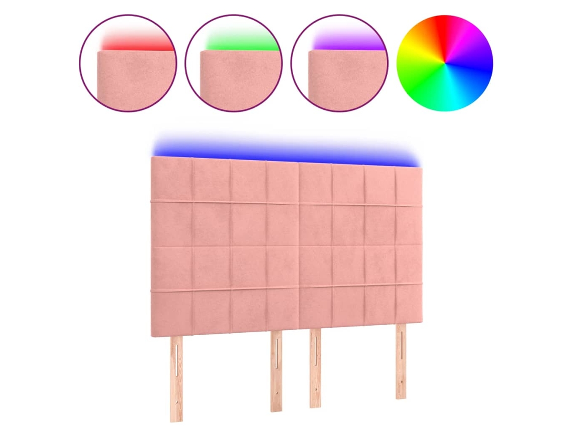 Cabeceira de Cama com Luzes Led Veludo Rosa MAISON EXCLUSIVE (144x5x118 cm)