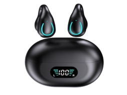 Fones Abertos com Clipe, Sem Fio Bluetooth 5.3, 80h Reprodução, Estojo, IPX4 Preto JIAPEI