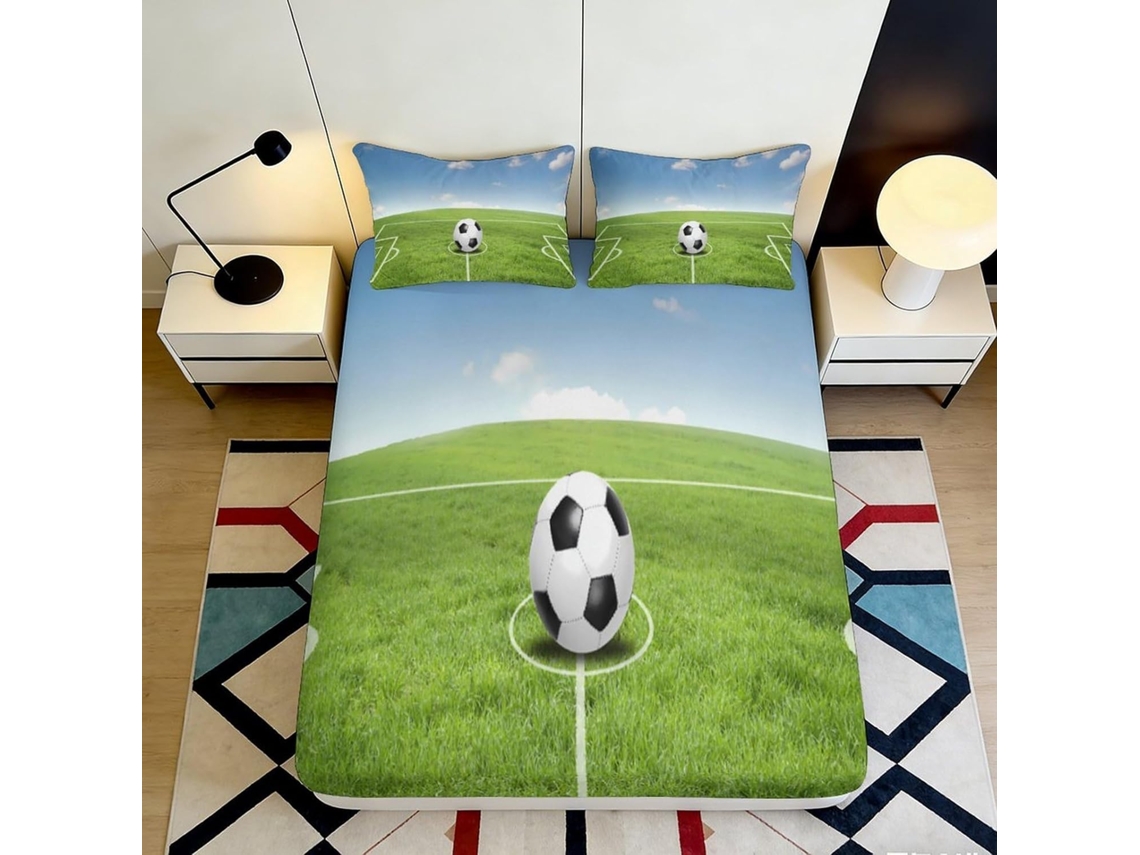 Conjunto de Cama com Estampa 3d Campo Fu em Microfibra Fronha 200x25cm