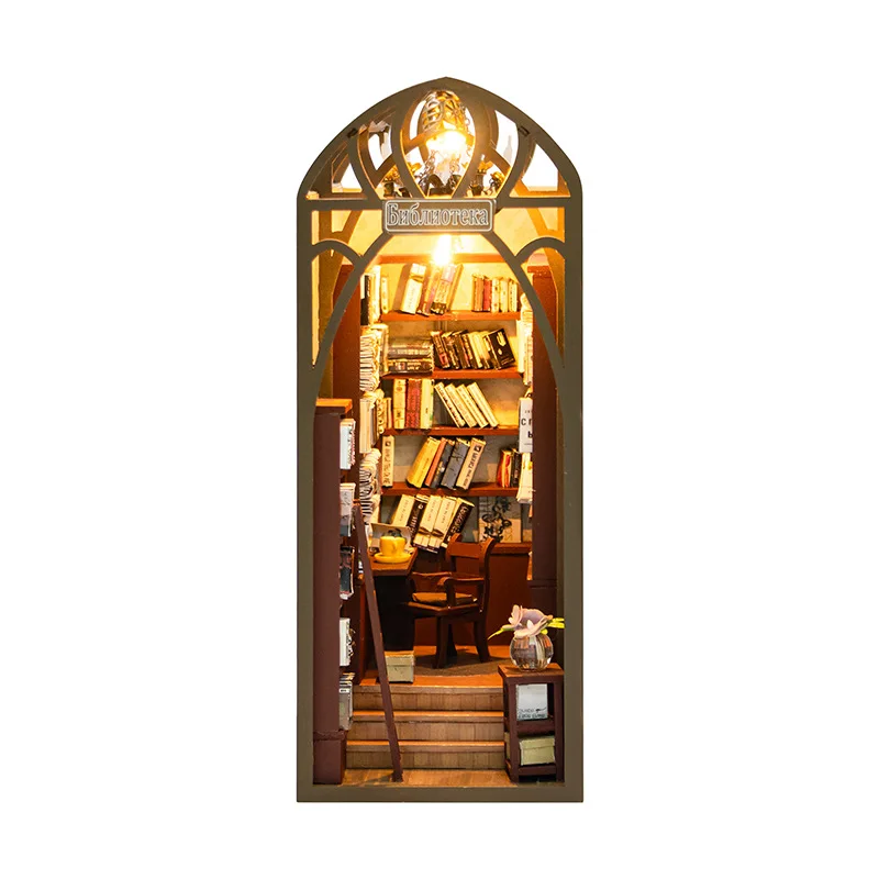 Faça Você Mesmo: Casa Em Miniatura De Uma Biblioteca Clássica - Kit De Montagem De Modelo 3d Em Madeira