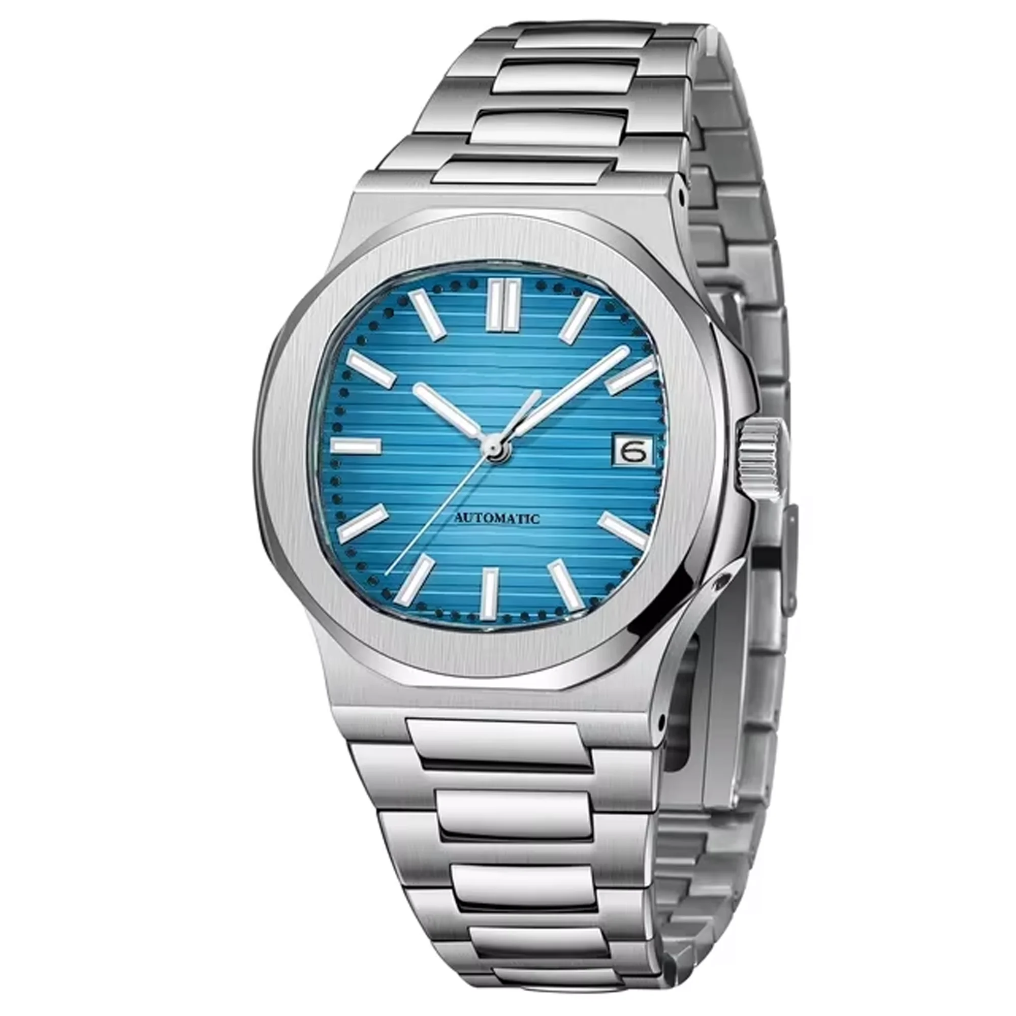 Relógio Masculino Automático Mecânico (azul) De 40 Mm, Caixa Em Aço Inoxidável Com Cristal De Safira.