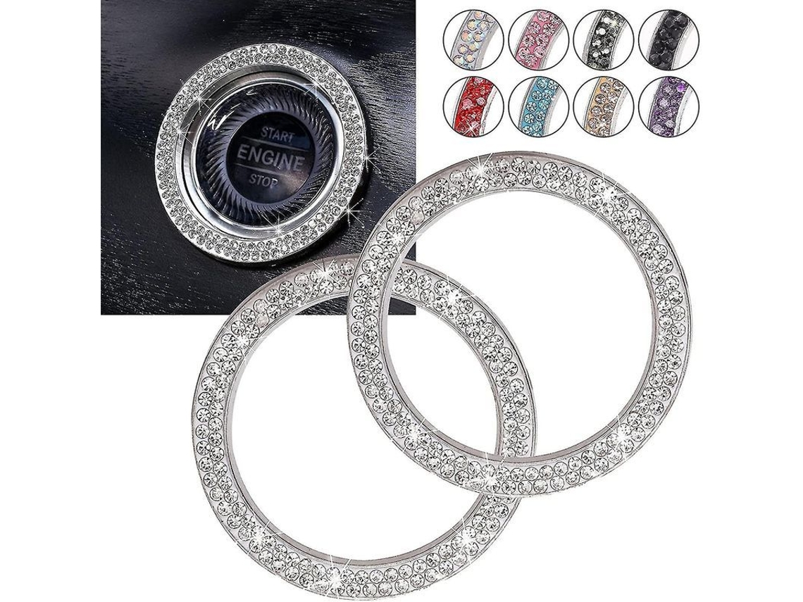 Anéis De Cristal Para Carro, 2pcs Adesivos Bling Botão De Iniciar, Acessórios Interiores Feminino
