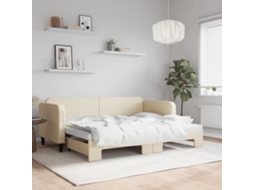 Vidaxl Sofá-cama Com Gavetão 80x200 Cm Tecido Cor Creme