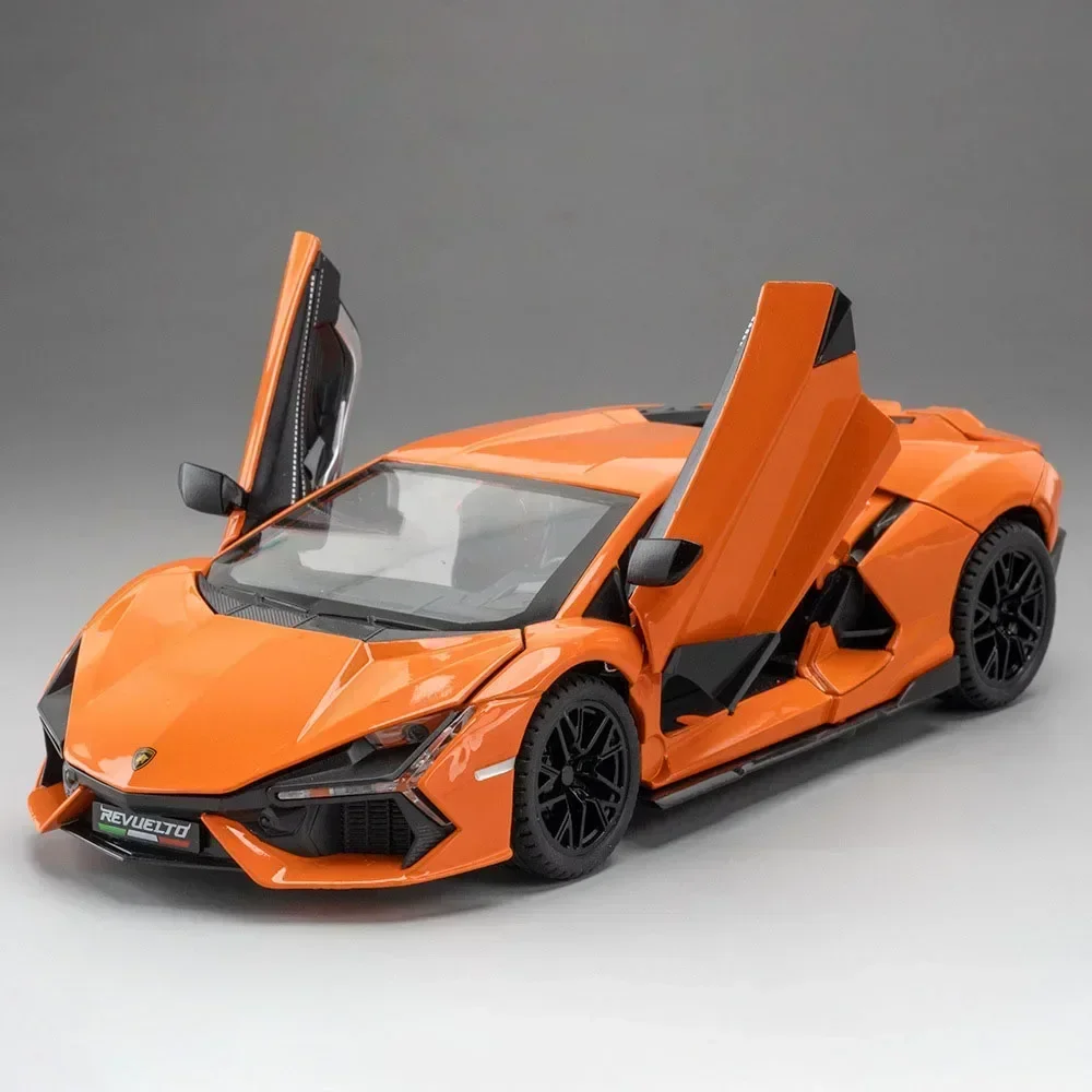(laranja) Miniatura De Carro Esportivo Revuelto Na Escala 1:24 - Metal Fundido - Música E Luzes